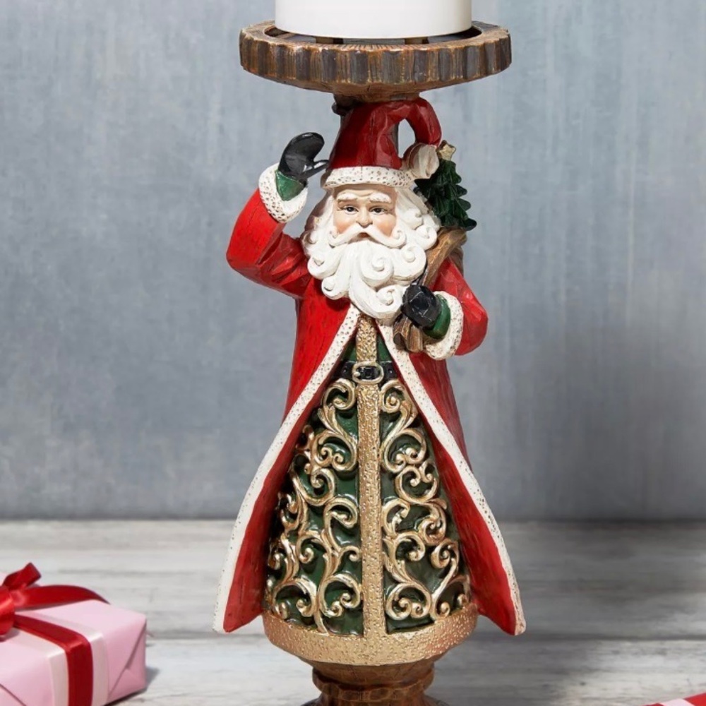 Santa Claus Pedestal Candle Holder by Valerie 13 "